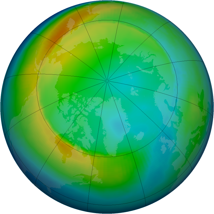 Arctic ozone map for December 1998